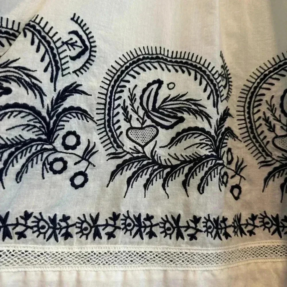 Ulla Johnson Annetta Cotton Ruffle Blouse Long Sleeve Embroidered Boho Peasant 2 - Picture 8 of 13